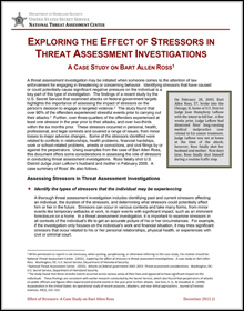 Exploring the Effect of Stressors in Threat Assessment Investigations: A Case Study on Bart Allen Ross (2014)
